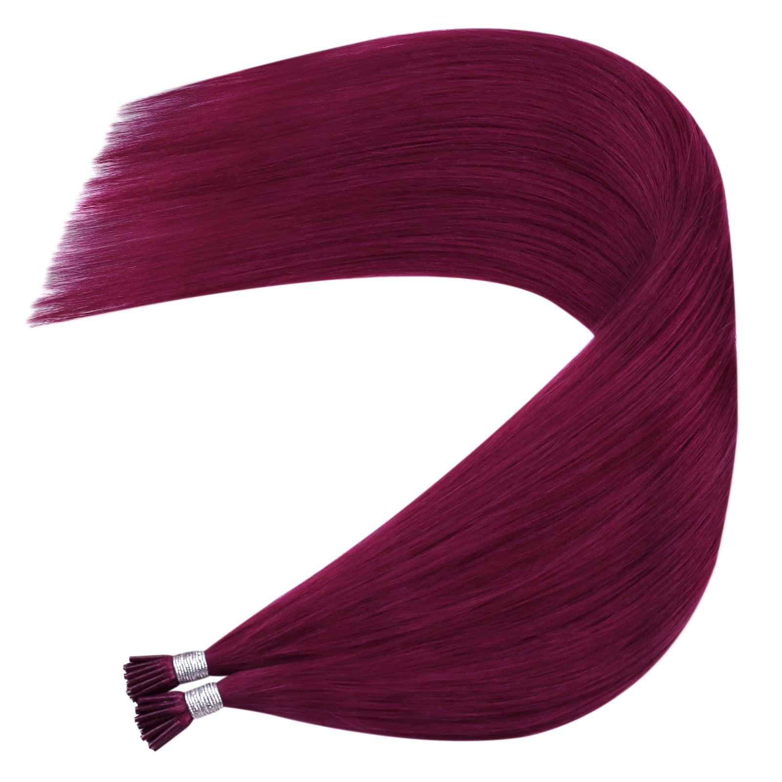 YoungSee YoungSee I Tip Hair Extensions Human Hair Magenta 25g Itip Human Hair Extensions Red Itips Hair Extensions Color for Party 20In Magenta Human Hair I Tip Extensions Invisible 25s Tip Hair Extensions