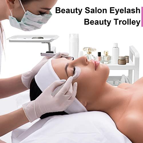 Elitzia Lash Cart Beauty Eyelashes Cart Organizer Esthetician Utility Trolley Salon Spa Rolling Trolley with Wheels Metal Storage Tray Fully Assembled 4 Drawers White Elitzia ETST19