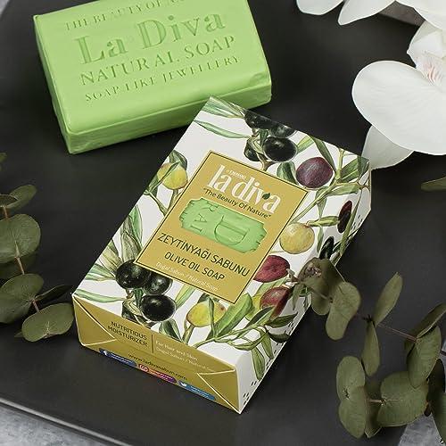 La Diva La Diva Organic Soap Collection - Hand Soap - Argan, Coconut Oil, Collagen, Donkey Milk, Lavender, and More - Premium Bar Soaps for Daily Hydration and Skin Nourishment (Olive Oil Soap)
