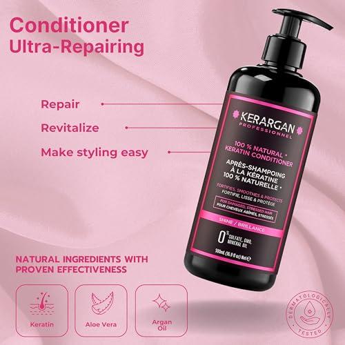 KERARGAN Kerargan - Ultra Repairing Keratin Shampoo & Conditioner Duo for Damaged and Stressed Hair - Strengthens, Smoothens & Protects - Sulfate-Free, Non-GMO, Silicone-Free - 2x16.9 Fl oz