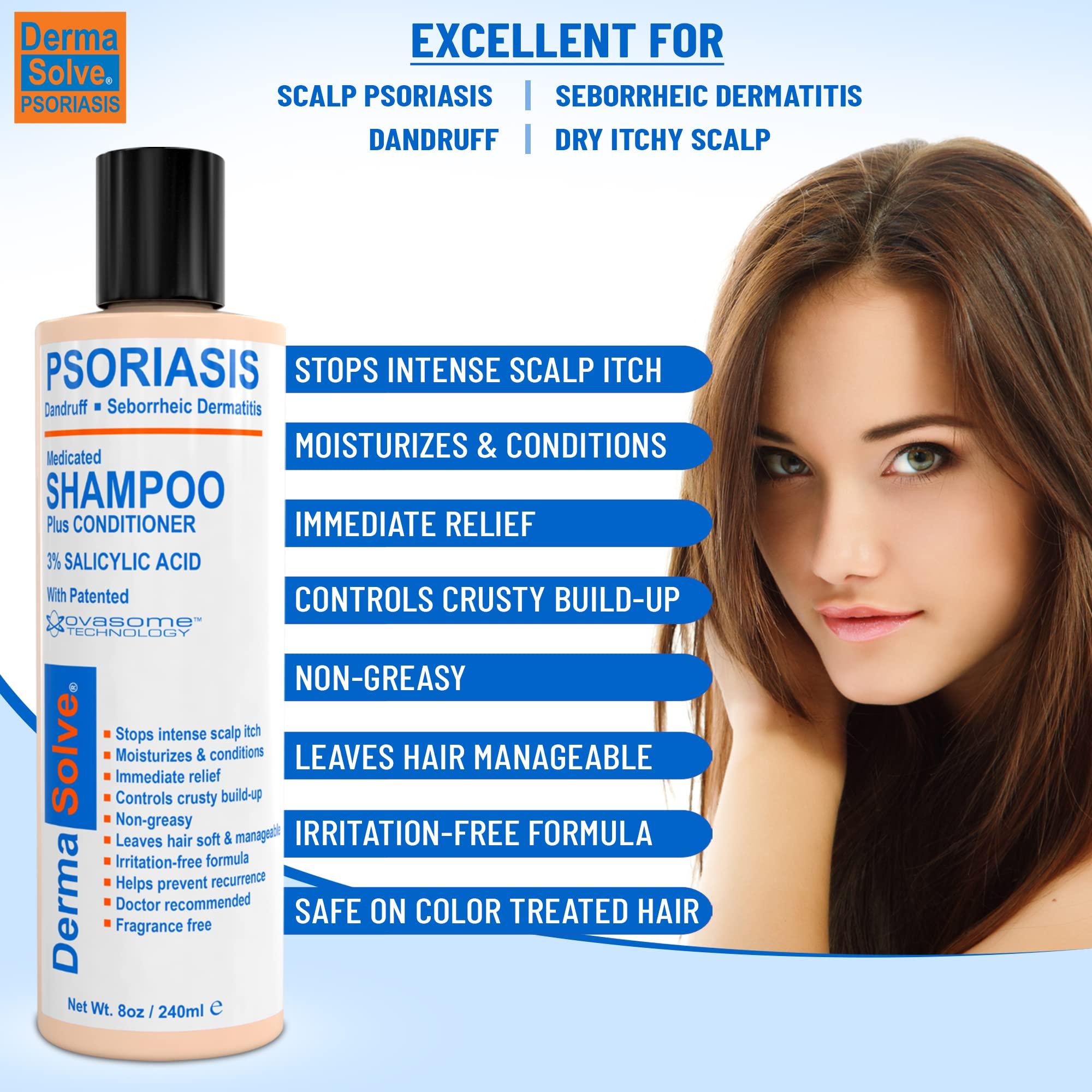 Dermasolve DermaSolve Scalp Psoriasis & Dandruff free Medicated Shampoo with Conditioner, Ultimate Seborrheic Dermatitis Treatment for Itchy, Flakey Scalp, Soothing & Moisturizing Relief