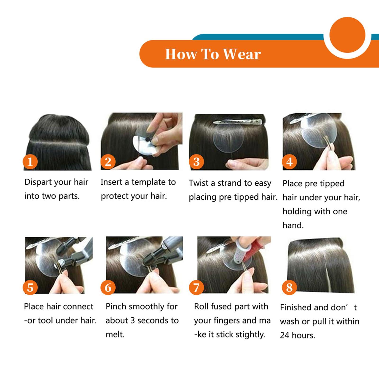 RIBONI U Tip Hair Extensions Real Human Hair Pre Bonded Hair Extensions Keratin U Tip Hot Fusion Hair Extensions U Tips Hair, 22Inch 100 Strands 50g Black