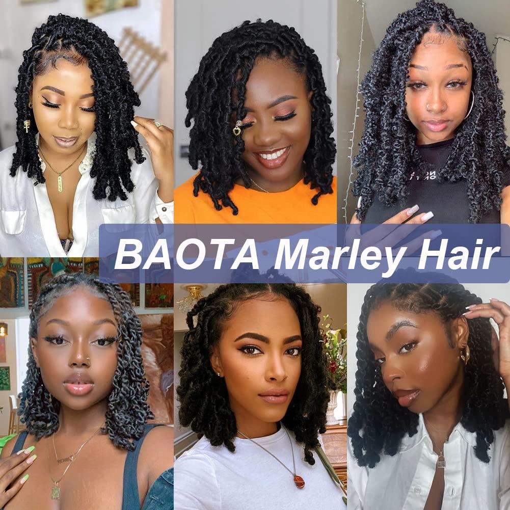 BAOTA BAOTA Marley Twist Braiding Hair 16 Inch Cuban Twist Hair Afro Twist Marley Hair Pre-Separated Braiding Hair Pre Fluffed Kinky Twist Wrapping Hair Extensions