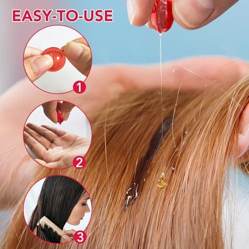 zoxpm zoxpm Hair Vitamins Serum Capsule, Hair Treatment Serum Oils, No Need Rinse Hair Repair EssenceRich in Vitamins A C E Pro B5 Oil for Hair,Hair Serum for Frizzy and Dry Damaged Hair (40 Pcs), Red