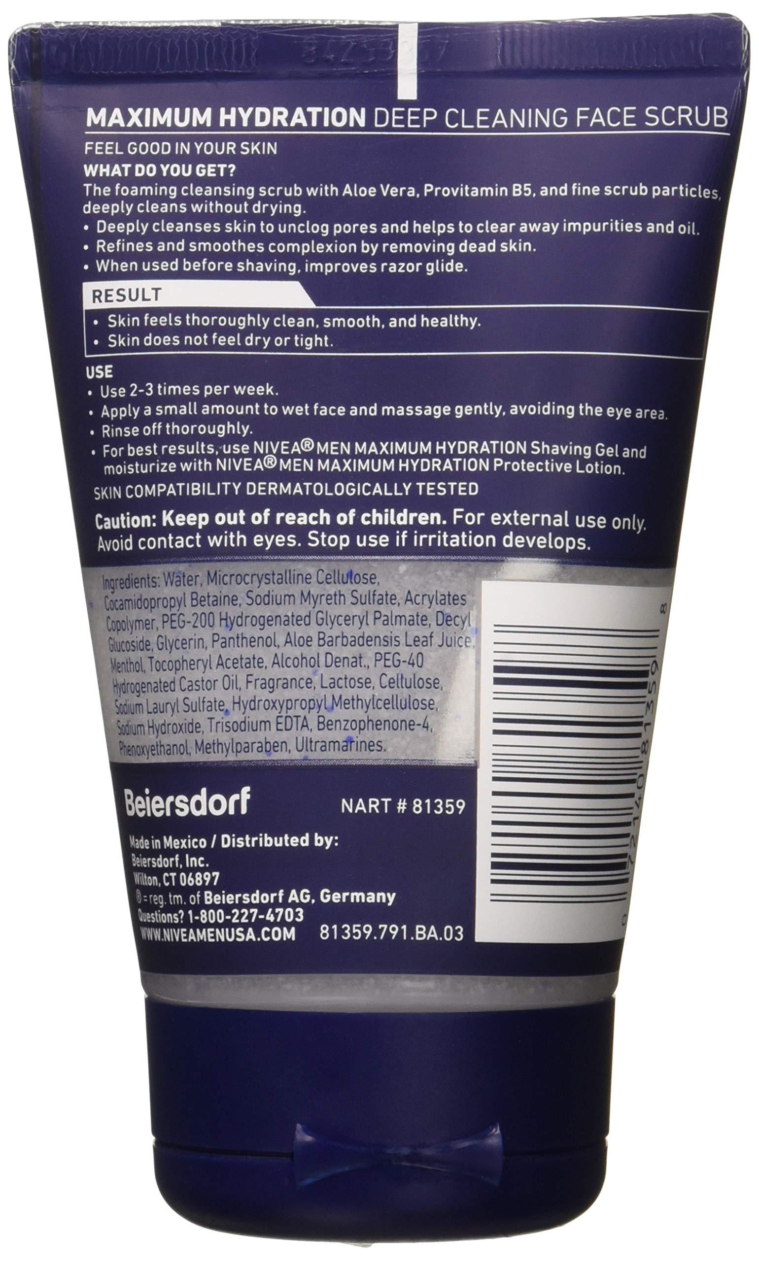 NIVEA NIVEA FOR MEN Original, Deep Cleaning Face Scrub 4.4 oz (Pack of 2)