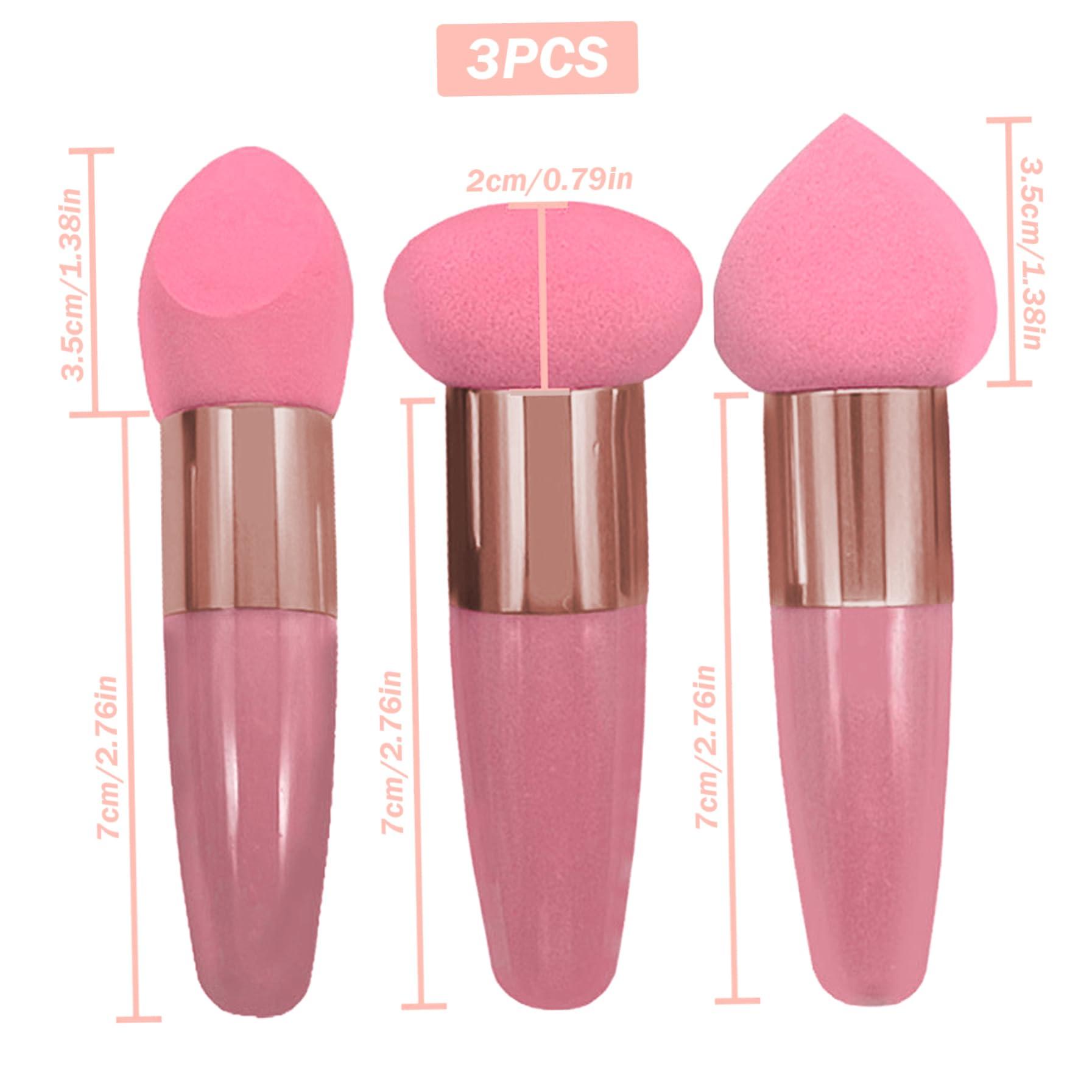 Pesoncarl Foundation Sponge,3PCS Foundation Applicator, 3 Styles Wet Dry Large Makeup Sponge with Handle, Soft Elastic Blending Sponge for Makeup