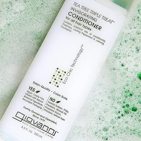 GIOVANNI GIOVANNI Tea Tree Triple Treat Invigorating Conditioner - Cooling Peppermint, Eucalyptus, Rosemary, Helps Dry Flaking Scalp, Paraben Free, Helps to Moisturize, Smooth & Detangle - 24 oz (Pack of 2)