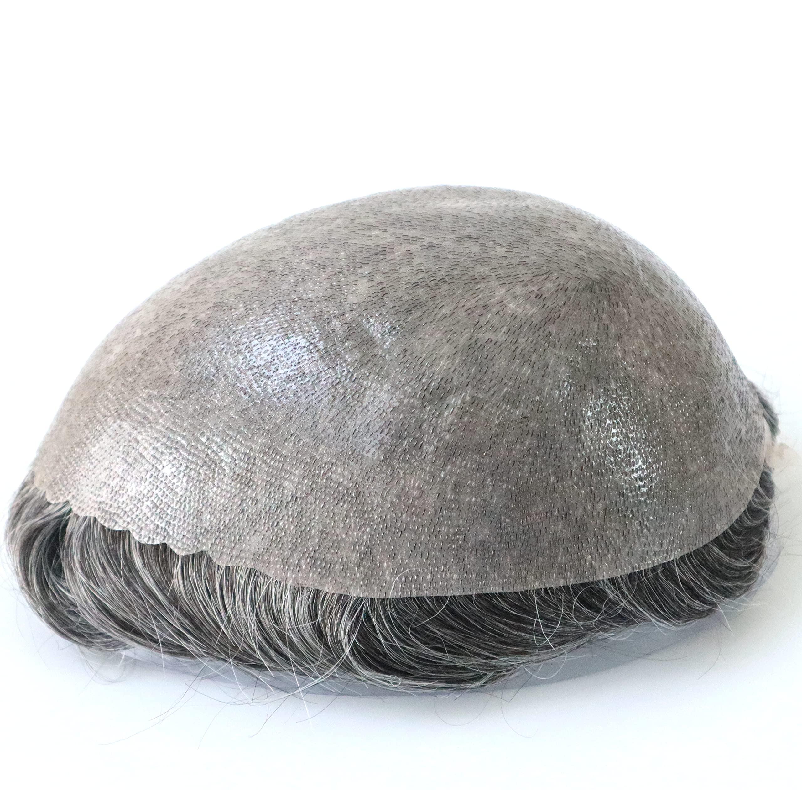 Hair Nature HAIR NATURE Toupee for Men, Mens Wigs Human Hair, Real Hair Wigs Mens Hair Replacement Systems for Men Natural Real Hair Unit, Medium Skin V-looped Scalloped Front Natural Hairline #1B30