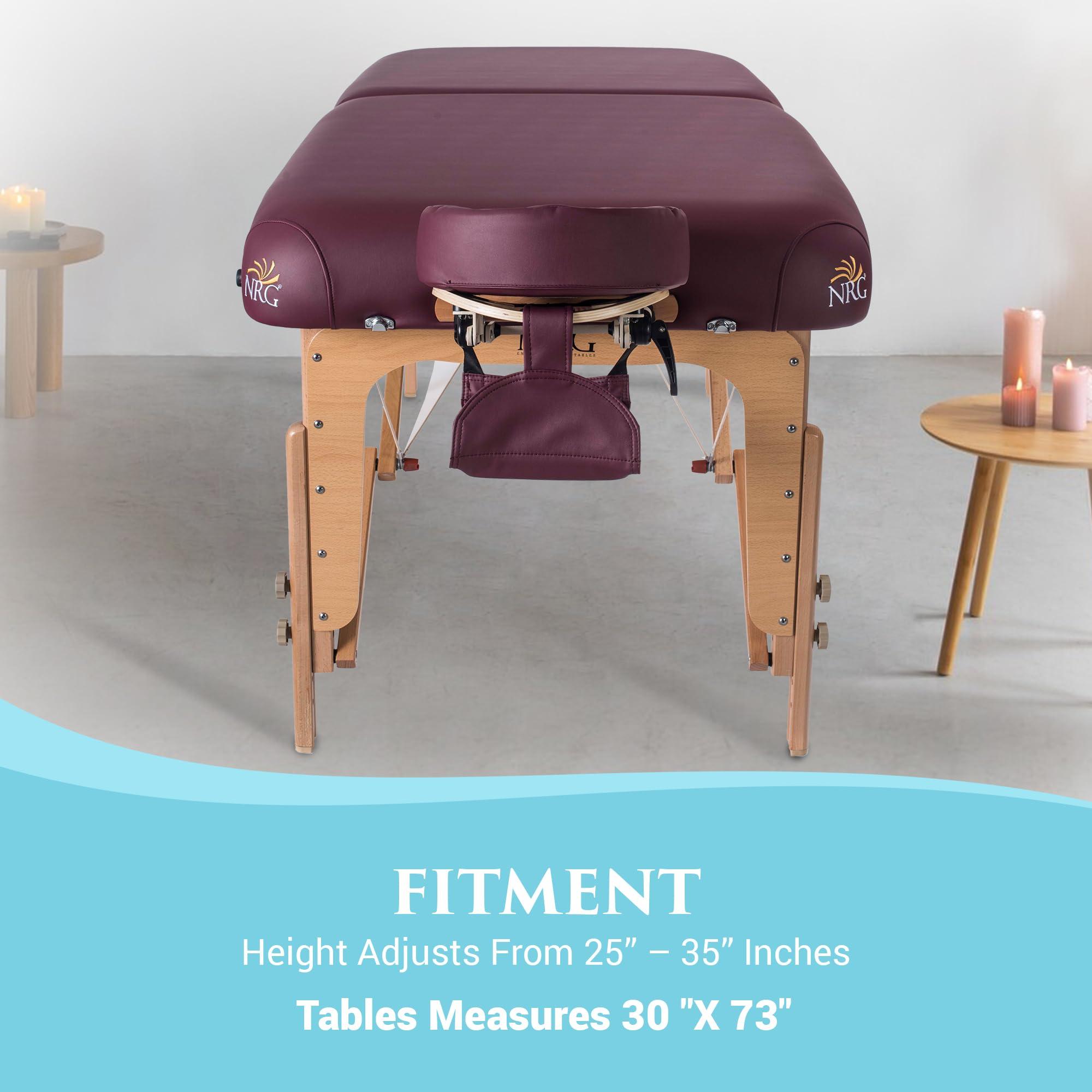 NRG NRG Vedalux Portable Massage Table Package Burgundy - Folding Massage Bed Lightweight Massage Table - Professional Massage Table Spa Bed, Face Cradle, Hanging Armrest, & Carrying Case