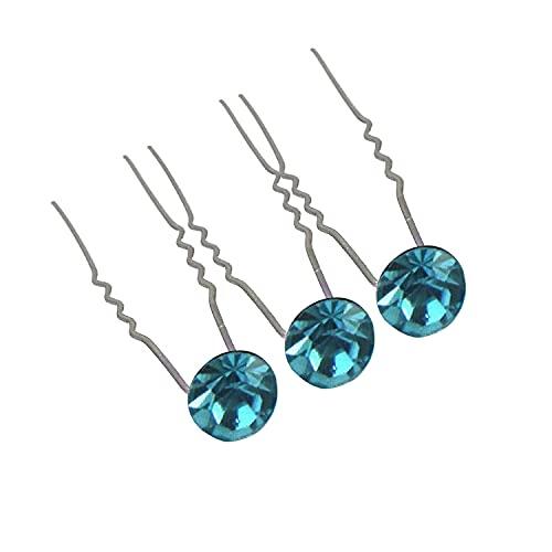 Trimming Shop Trimming Shop Swarovski Crystal Bridal Prom Hair Clips Pins Turquoise