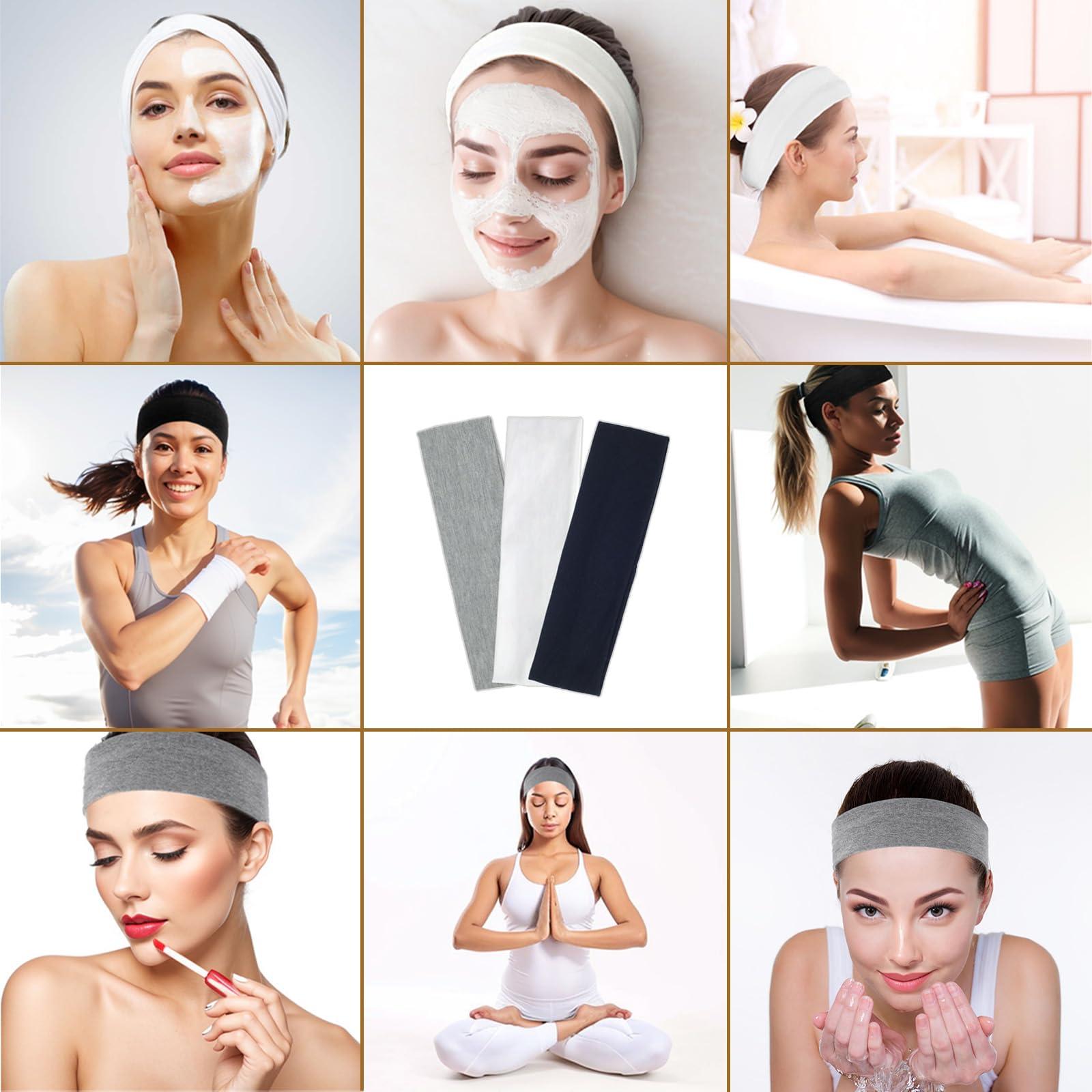 Fecawd Fecawd 3PCS Headbands for Women Non Slip Elastic Sweat Hairbands Fashion Sports Hair Bands Soft Cloth Fabric Stretchy Headband for Workout Yoga Running