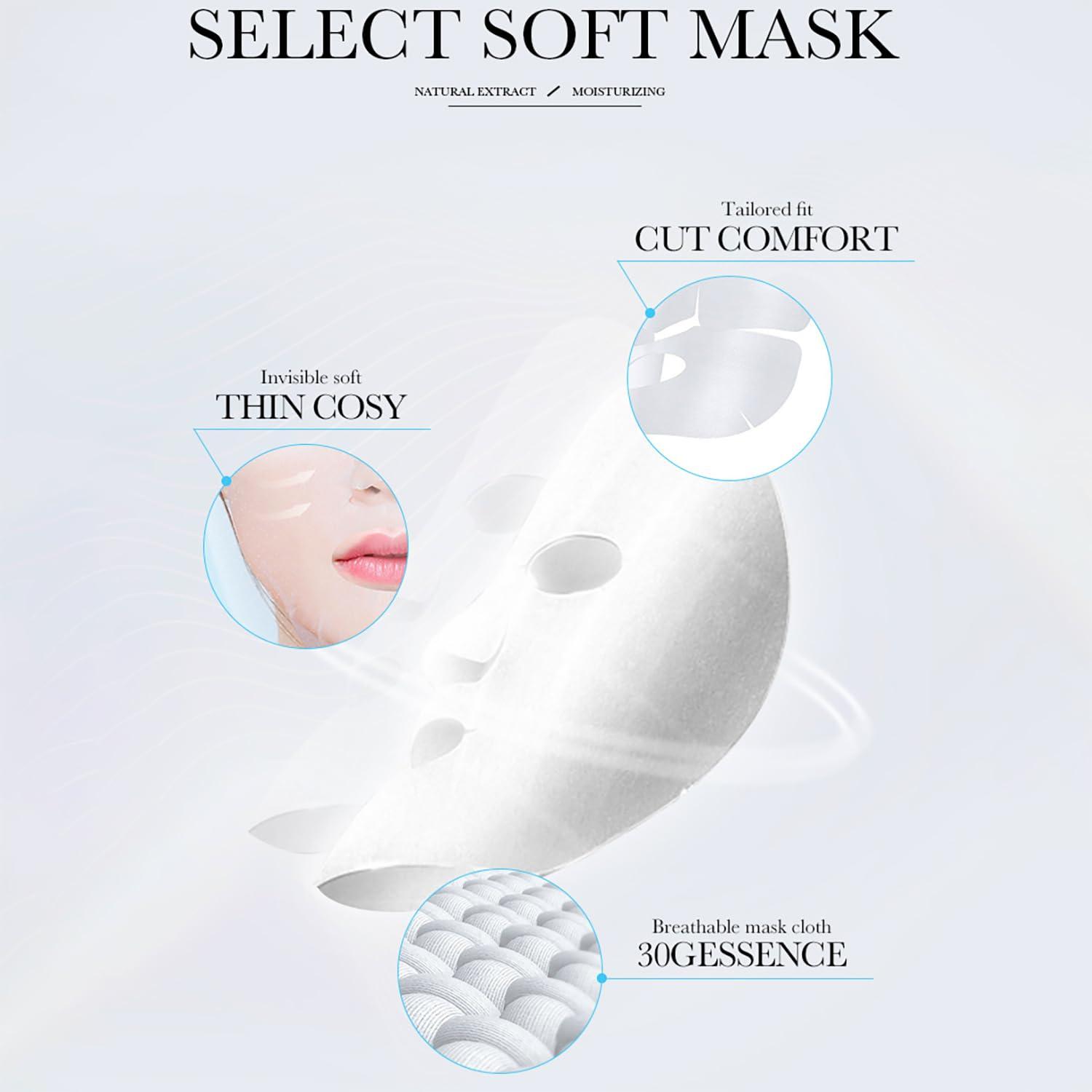 BIOAQUA BIOAQUA Facial Mask Firming Deeply Nourish Moisturizing 98% Natural Extract Hydrating Face Mask 5PCS Set (One Of Each (5PCS))