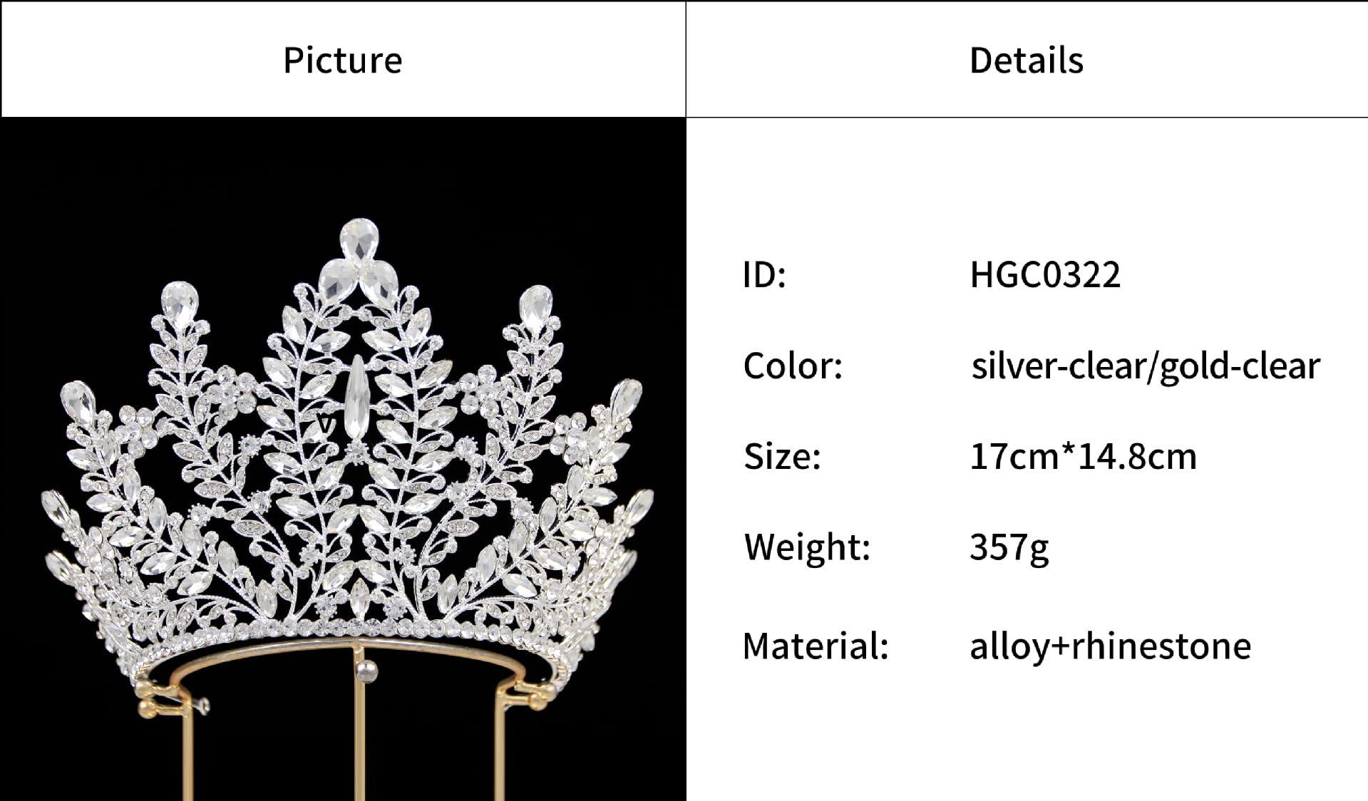 QXMYOO Extra Large Tiaras 5.8\" Tall Pageant Crowns for Women Clear Austrian Crystal Tiara Silver Homecoming Queen Crown Big Rhinestone Headpiece for Birthday Prom Quinceanera Wedding (A-Silver)
