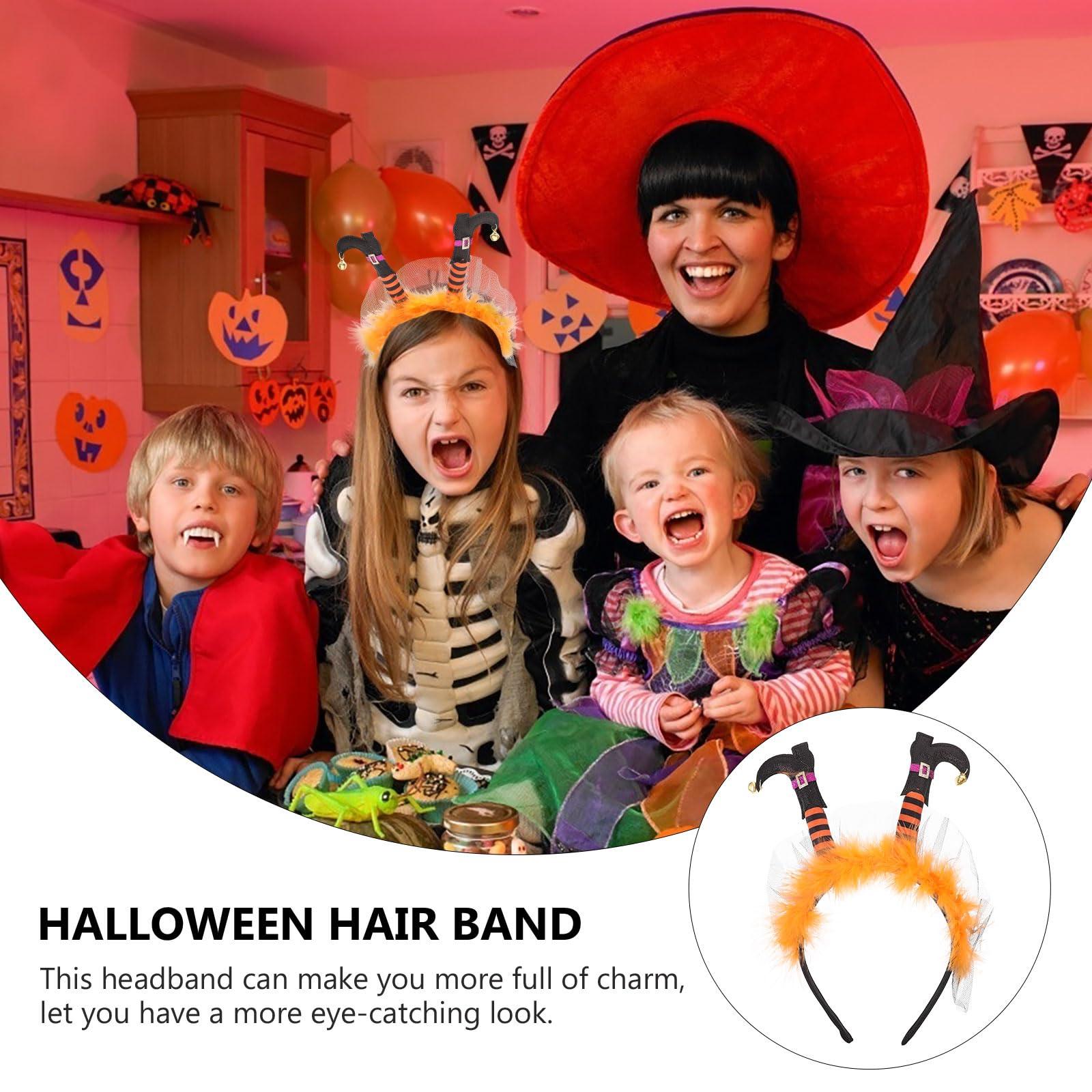 LOGOFUN LOGOFUN Halloween Witch Foot Headband Unique Witch Legs Hair Band Halloween Cosplay Headband for Costume Dress up Party - Orange