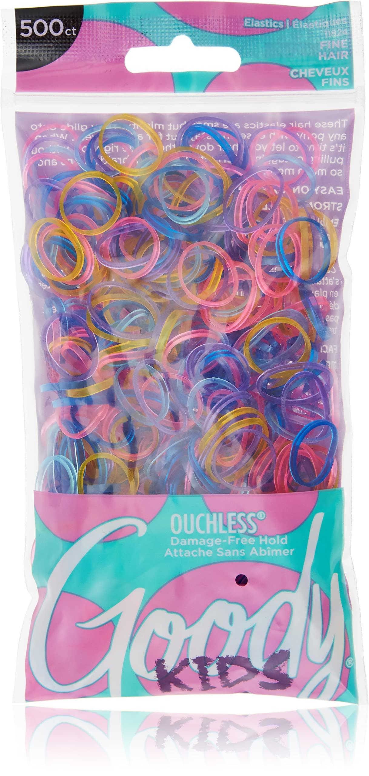 GOODY GOODY Ouchless 250 Count Clear Hair Ties and 500 Count Goody Kids Colorful Hair Bands