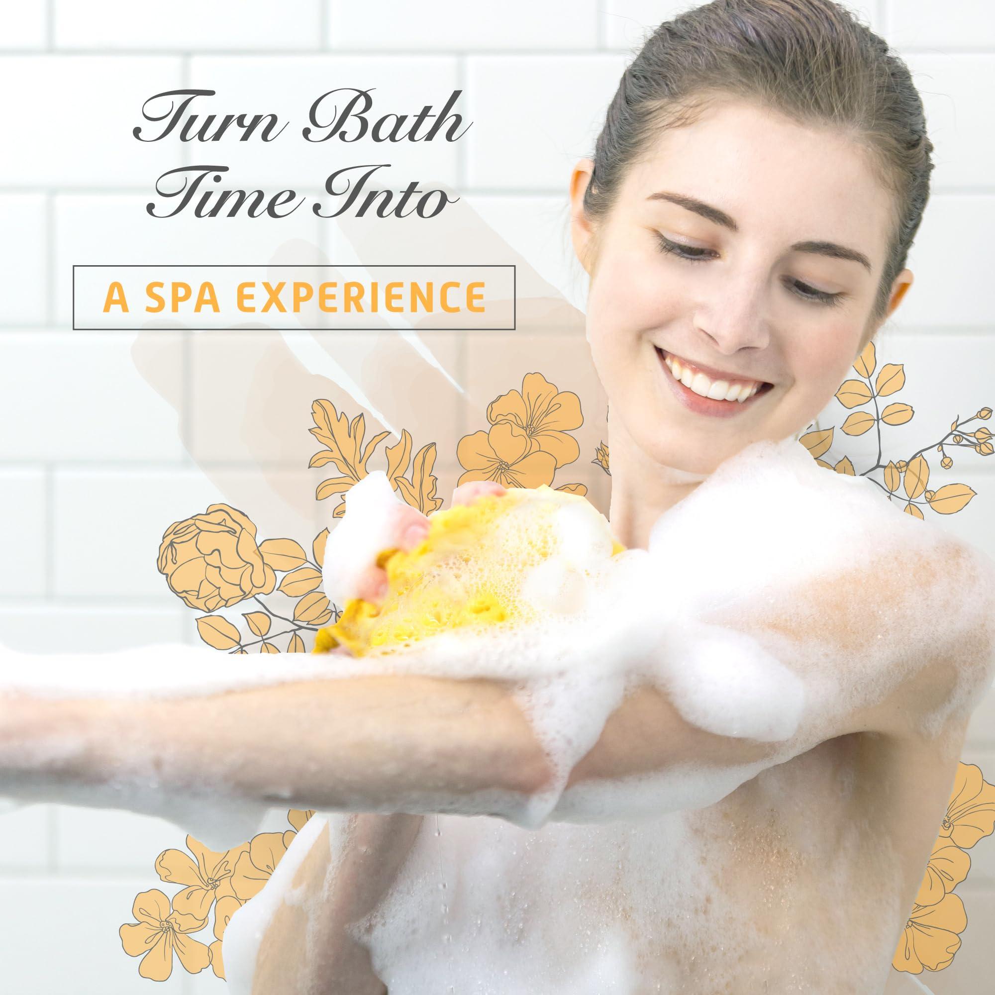 Sunlite Sports Spongentle Deep Cleansing Body Loofah Sponge, for Bath and Shower Loofah with Suction Cup, Multiple Textures for Gentle and Deep Exfoliation, with Nature Color, Generous and Rich Lather (Pack of 2)