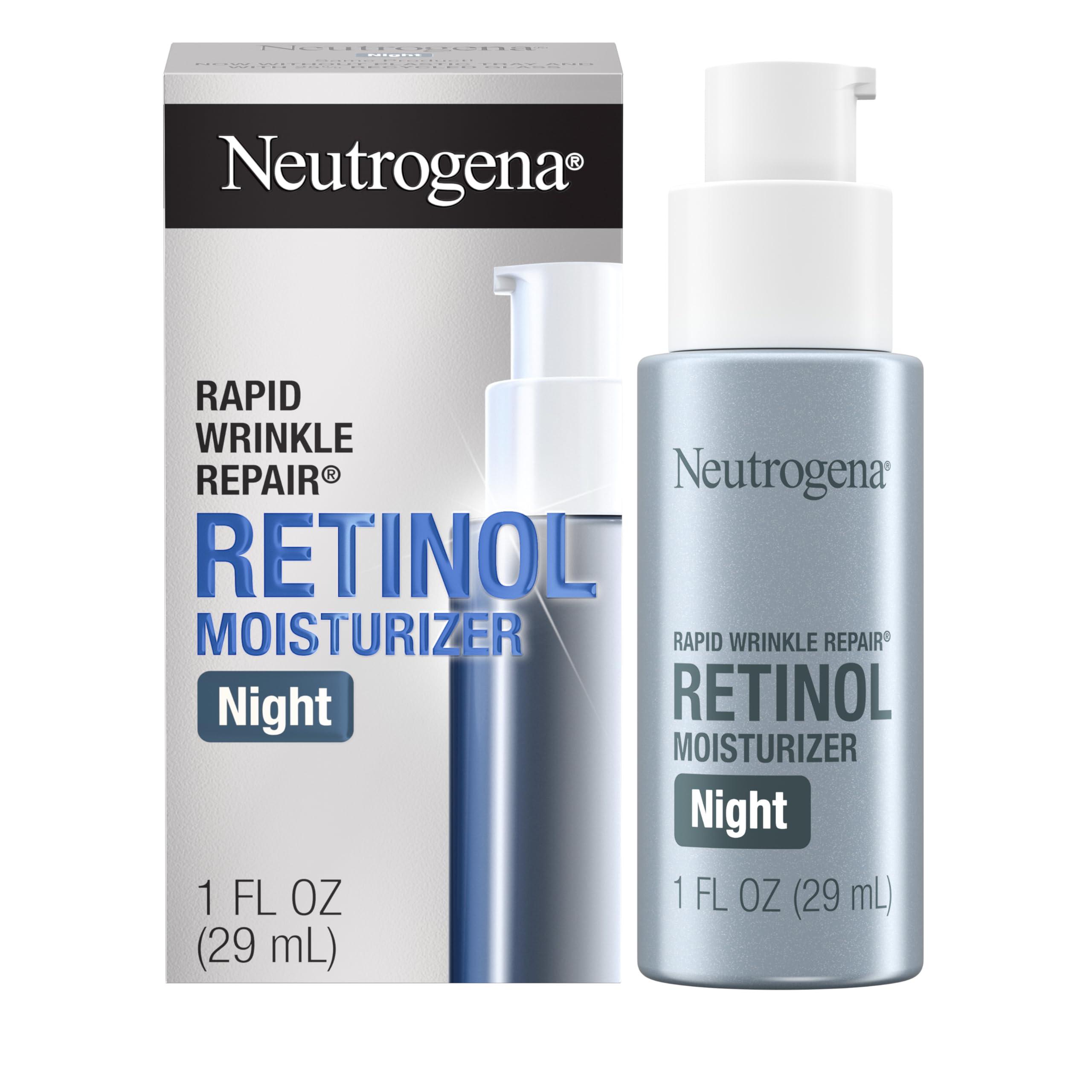 Neutrogena Neutrogena Retinol Face Moisturizer Cream, Rapid Wrinkle Repair, Anti-Wrinkle Night Moisturizer Cream, Anti-Wrinkle Face & Neck Cream Moisturizer with Hyaluronic Acid & Retinol, Paraben-Free, 1 fl. oz