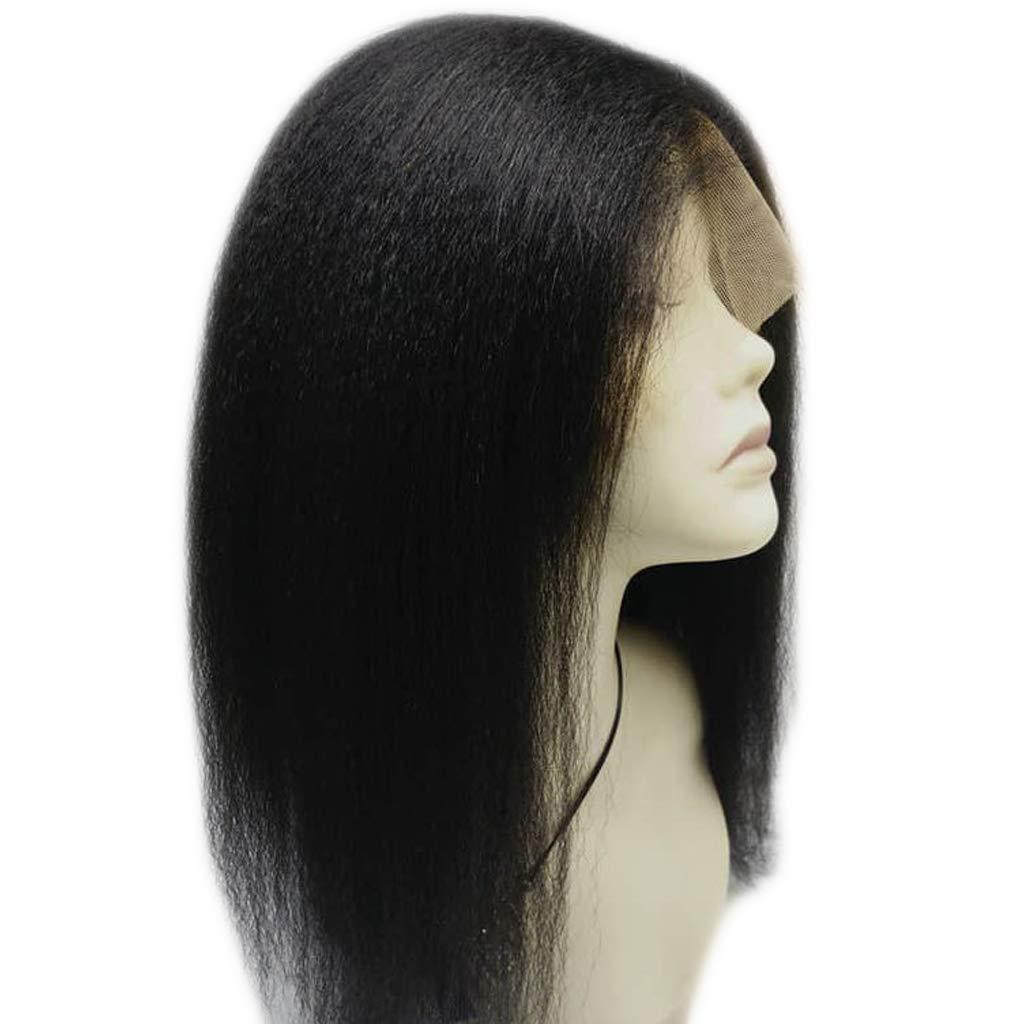 Modernfairy Hair Kinky Straight Glueless Full Lace Human Hair Wigs With Baby Hair 150% Density Natural Black Brazilian Virgin Remy Hair Pre Plucked Full Lace Wigs For Black Women 16inch