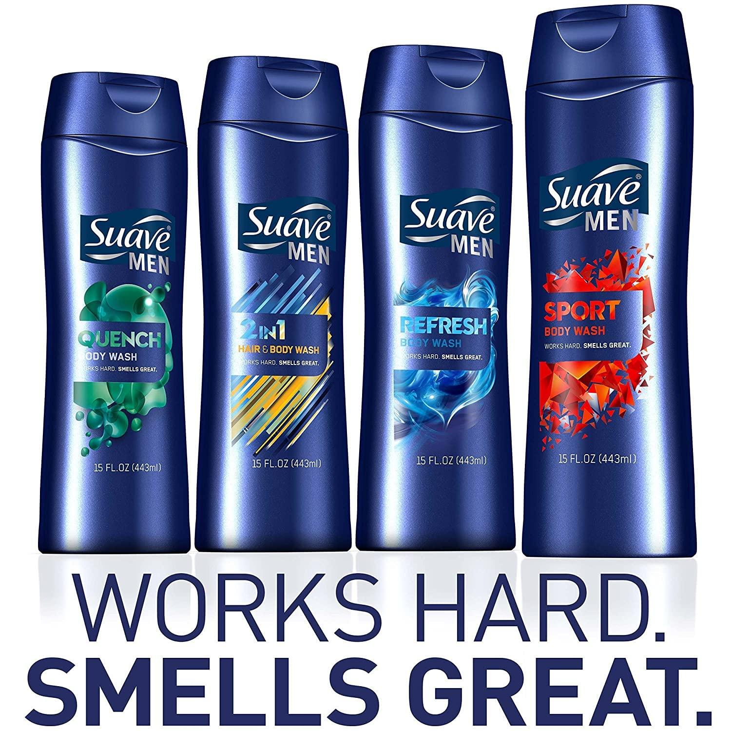 Suave Suave Men Body Wash, Refreshing, 12 Fl Oz (Pack of 6)