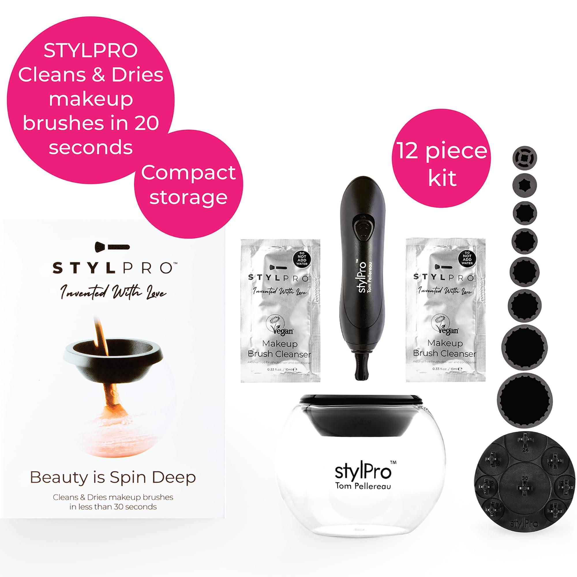 stylPro STYLPRO Electric Make-up Brush Cleaner & Dryer - Cleans and dries thoroughly in 30 seconds with gentle centrifugal technology. Suitable for all brush sizes, incl. vegan cleaner.