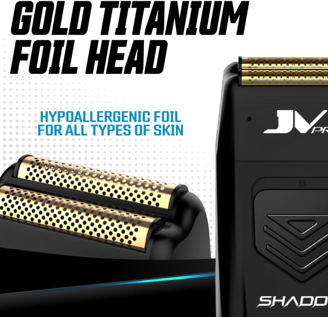 JV PRO JV PRO Shadow Premium Electric Shaver with Precision Cutting Technology - Cordless Gold Titanium Foil Shaver for Smooth, Close Shaves Rechargeable 11,000 RPM High Torque Motor