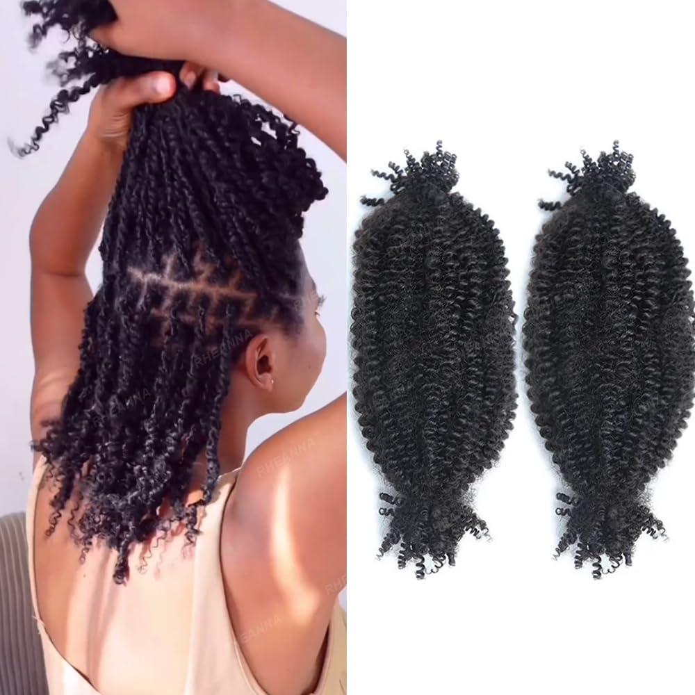 RHEANNA RHEANNA Human Afro Kinky Curly Hair For Twist Braids No Weft Double Drawn Twist Hair Extensions Braiding Afro Kinky Bulk Human Hair For Twist 100g/bundle 20\" 20\"