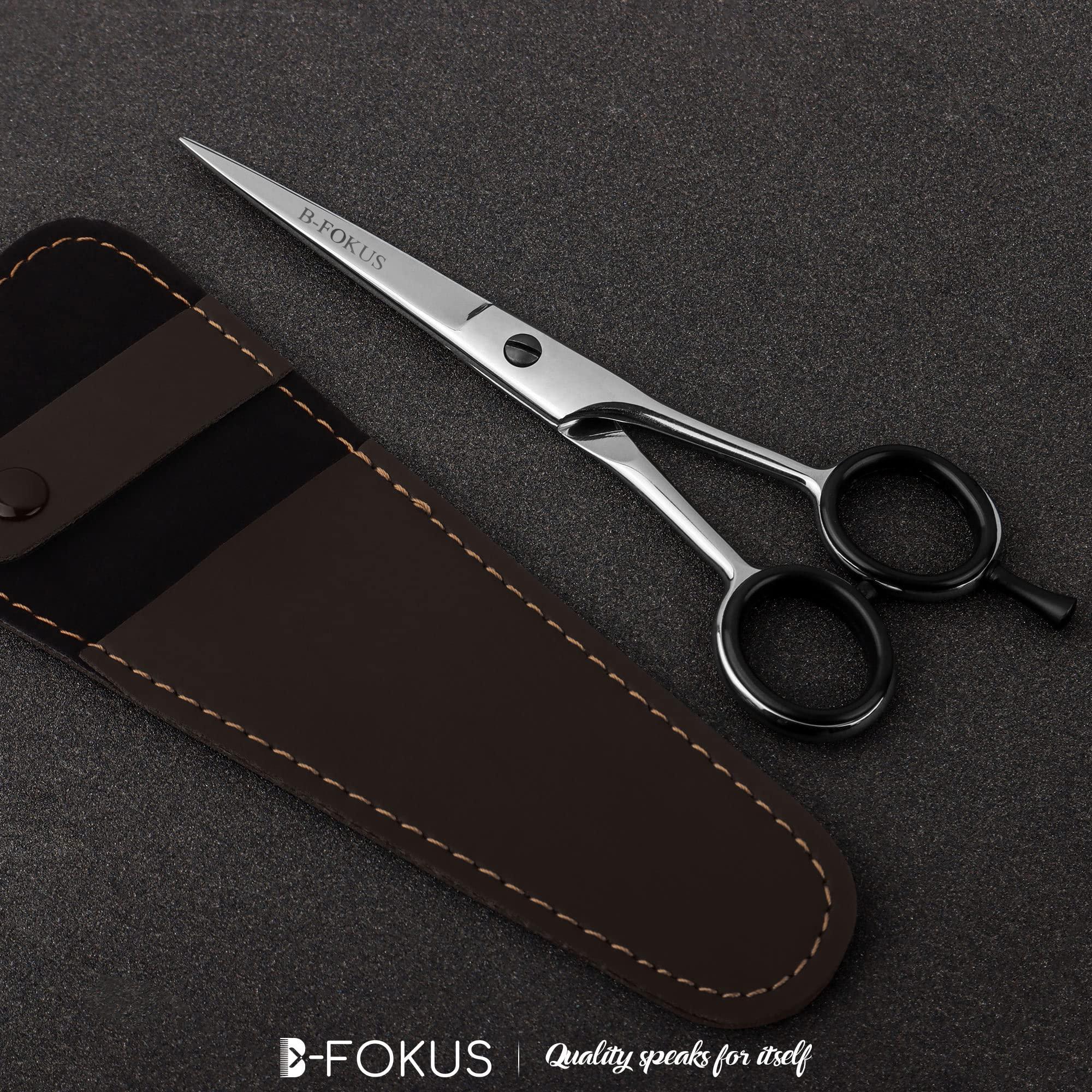 B-FOKUS Professional Hair Cutting Scissors, Made of German Stainless Steel Hair Scissors, 6 inches Hair shears with Case, Barber Accessories Scissor Useful for Salon and Home (Silver Shine)