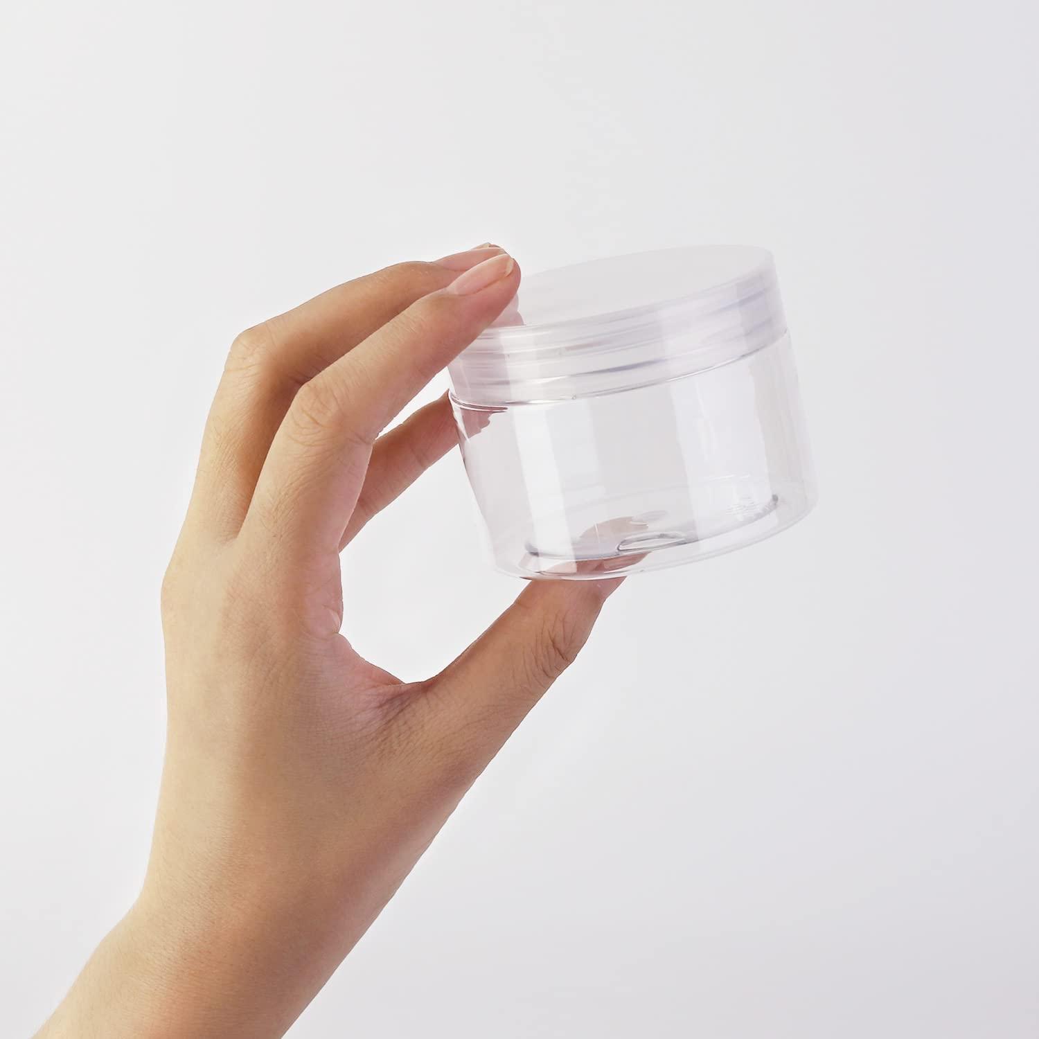 Generic Becatocy 4oz Plastic Container with Lids, BPA Free and Refillable Cosmetic Containers, Reusable Small Plastic Jars for Lotion, Powders, Beauty Product, Bath Salts and Small Accessories, 5 Pack, Clear