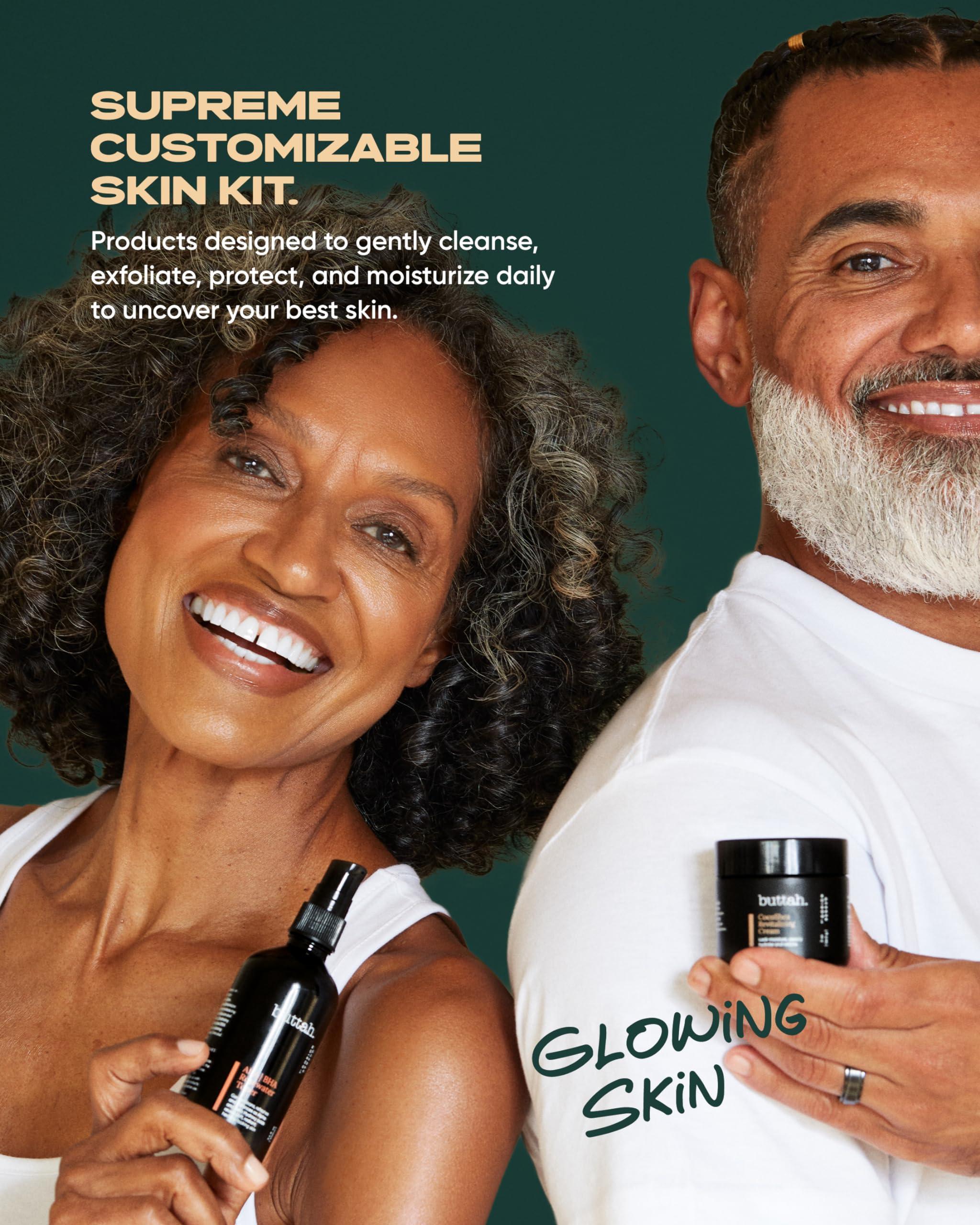 buttah. by Dorion Renaud Buttah Skin Supreme Kit for Melanin Rich Skin | CocoShea Revitalizing Cream 2 oz | Vitamin C Serum 1 oz | Cleanser 3.4 oz | Rosewater Toner 3.4 oz | Black Owned Skincare