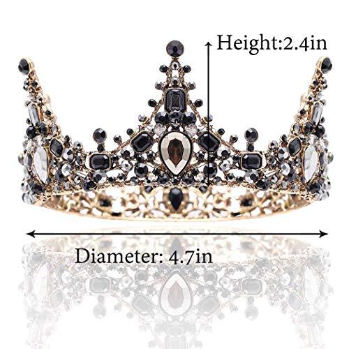 Barode Barode Baroque Rhinestones Black Bride Wedding Crowns and Tiaras Shining Dainty Charm Prom Queen Crowns Bridal Hair Accessories for Women