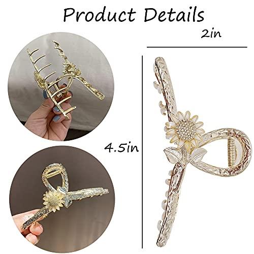 BELSITA Sunflower Hair Clips Metal Hair Claw Clip 1PCS Big Nonslip Gold Hair Clamps Flower Hair Accessories Summer Fall Fashion Hair Catch Clip for Thinner Thick Long Curly Hair Clamps Hair Styling Supplies
