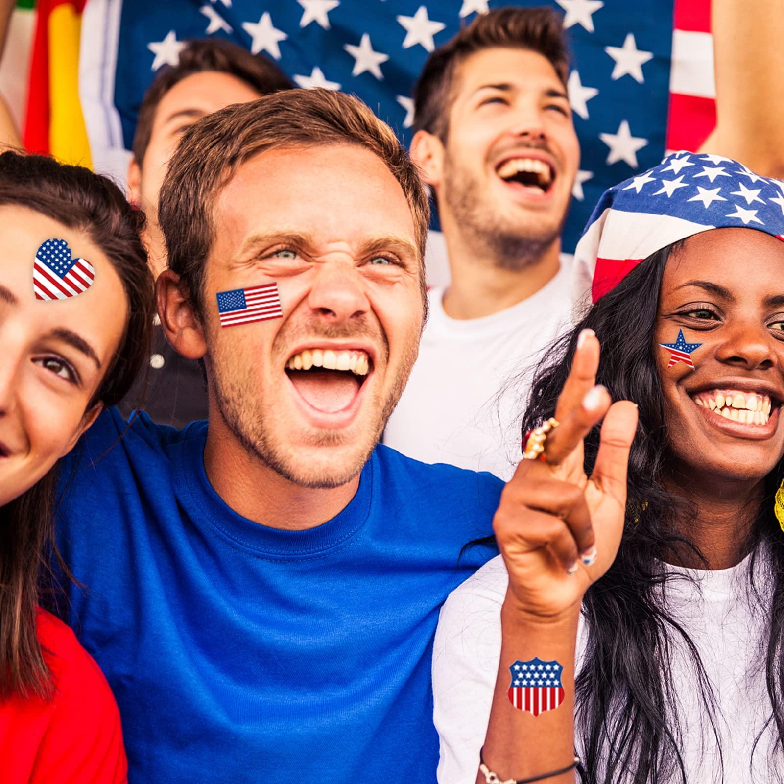 winthrop 20 Sheets 4th of July Temporary Tattoos for Women – Independence Day Waterproof Body Art Stickers