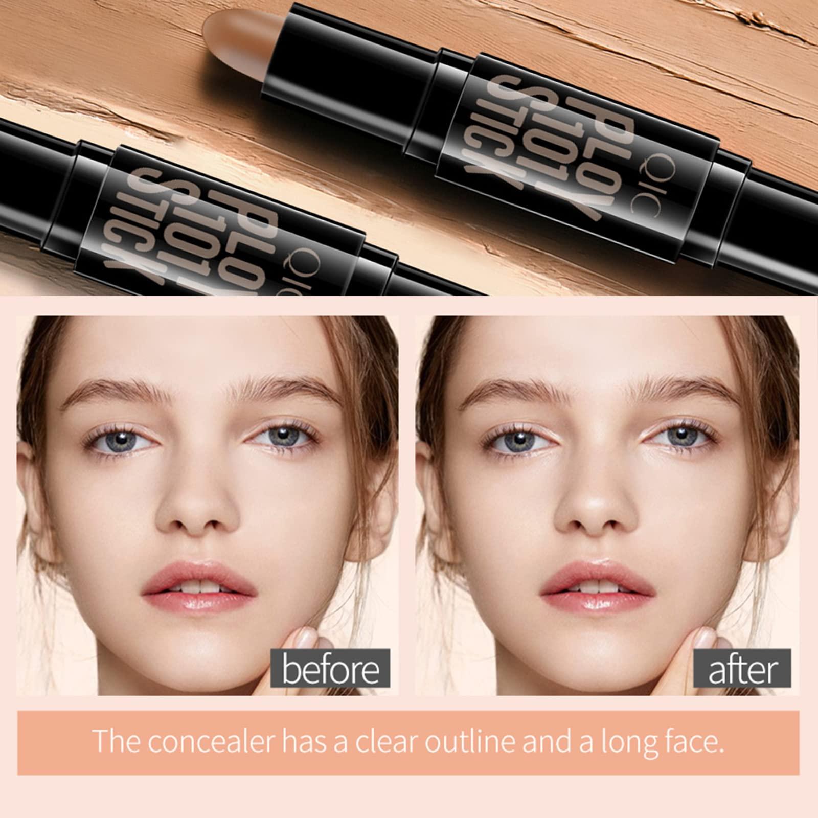 SOMGKIN Highlight Contour Stick, 2 in 1 Makeup Shading Stick, Face Highlighters Sticks, Concealer Contour Highlighter Stick,Cruelty Free Makeup,double-end face concealer contouring sticks cream (01)