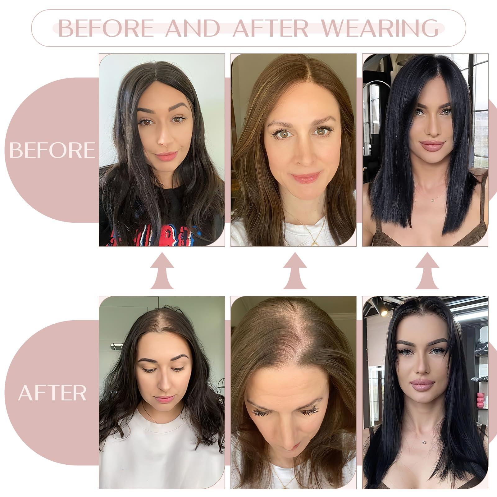 SEGO Pro SEGO Pro Hair Toppers for Women Real Human Hair with No Bangs Human Hair Toppers for Women Toppers Hair Pieces for Women Hair Toppers for Thin Hair #18P613 Camel Mixed Light Gold 8 Inch