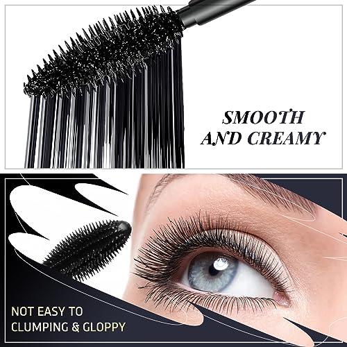 DRMODE Mascara Black Volume and Length - 4D Silk Fiber Mascara Natural and False Effect,Lengthening and Thickening No Clumping Mascara Smudge Proof for Makeup