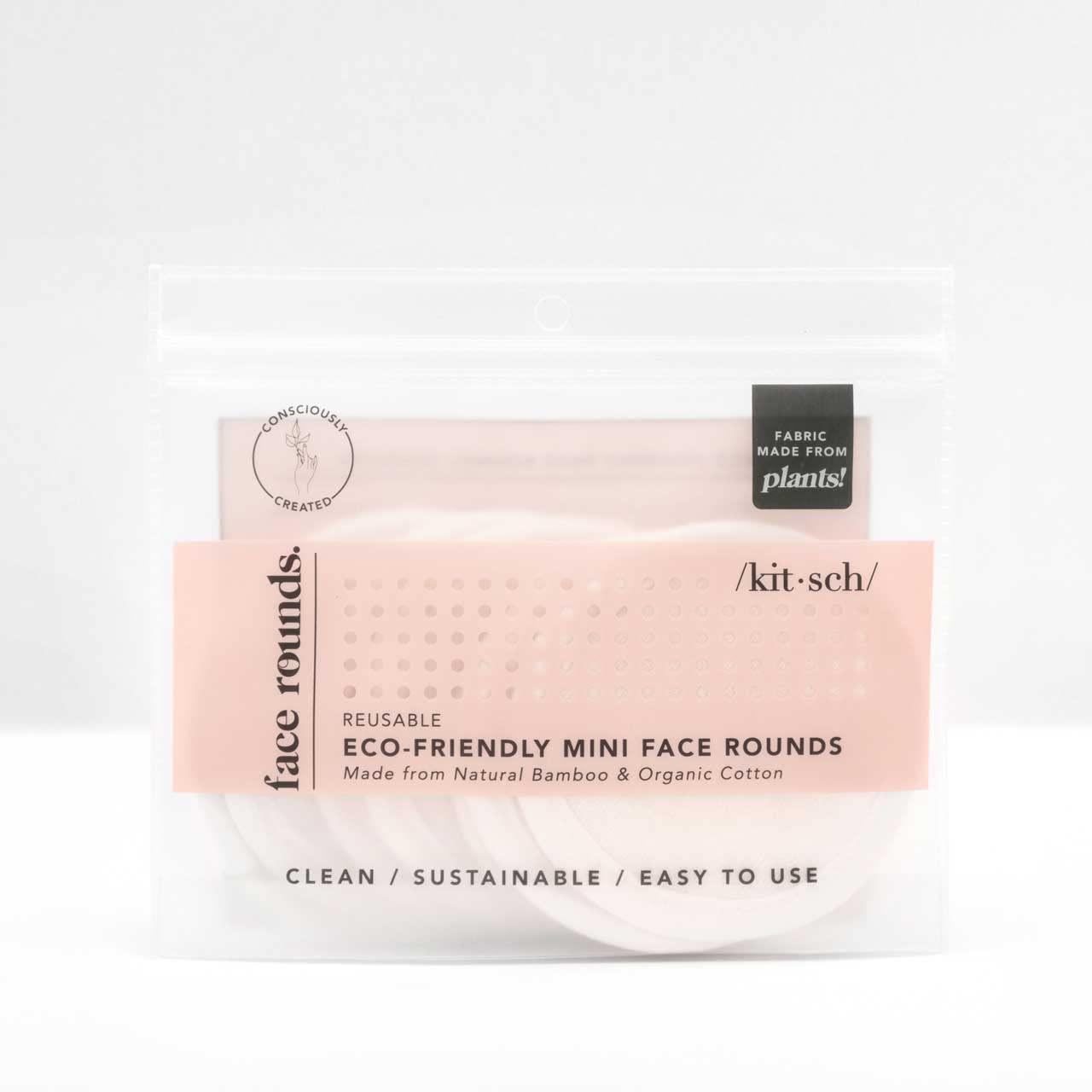 Kitsch Kitsch Reusable Cotton Rounds for Face - Eco-Friendly Cotton Pads for Makeup Removal | Organic & Reusable Eye Makeup Remover Pads | Face Pads for Toner with Reusable Travel Pouch, 7pcs