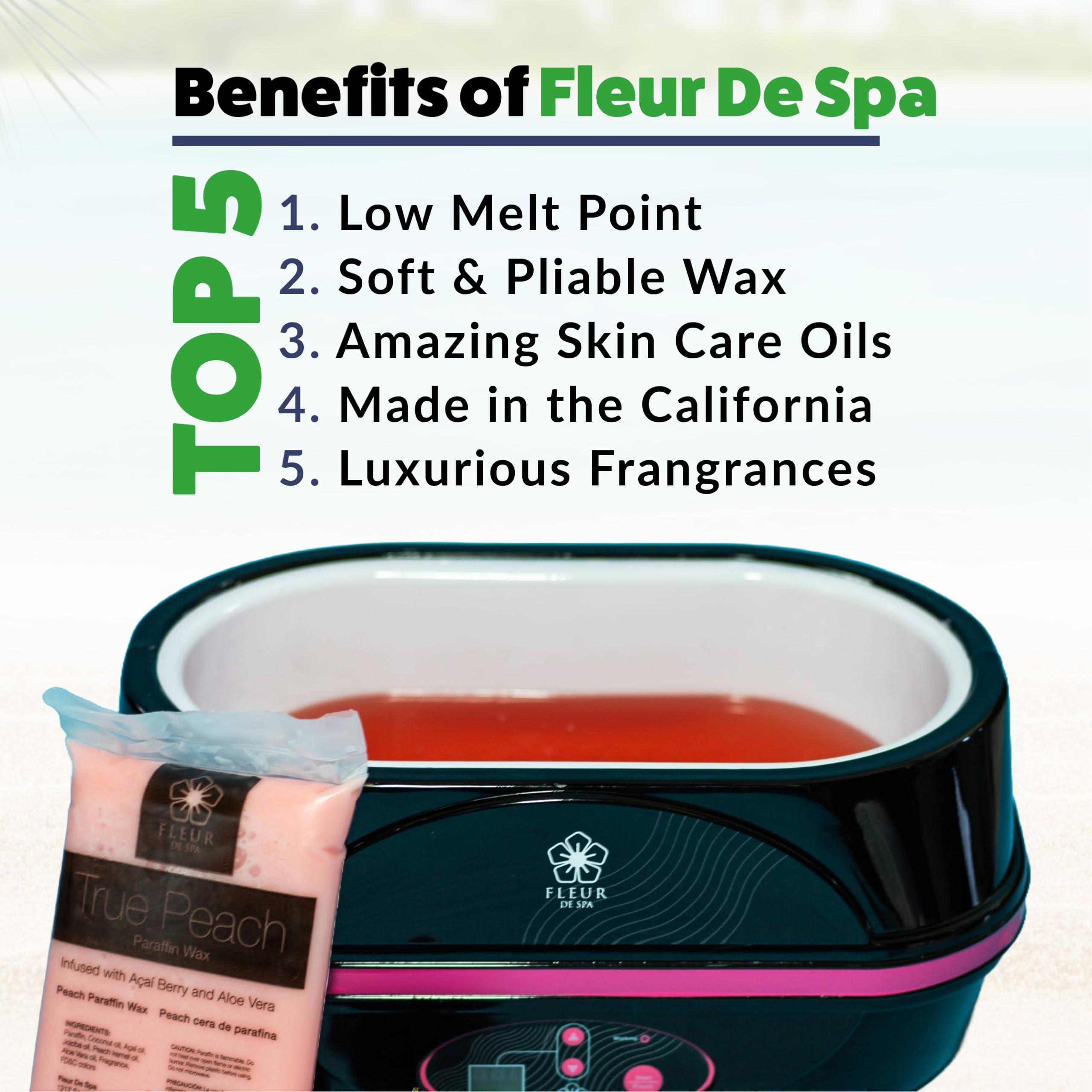 fleur de spa Paraffin Wax Refill for Hands and Feet | FLEUR DE SPA | Made in USA | With Acai, Coconut Oil, Jojoba, Aloe | Hydrates Dry Skin - At-Home Spa Experience