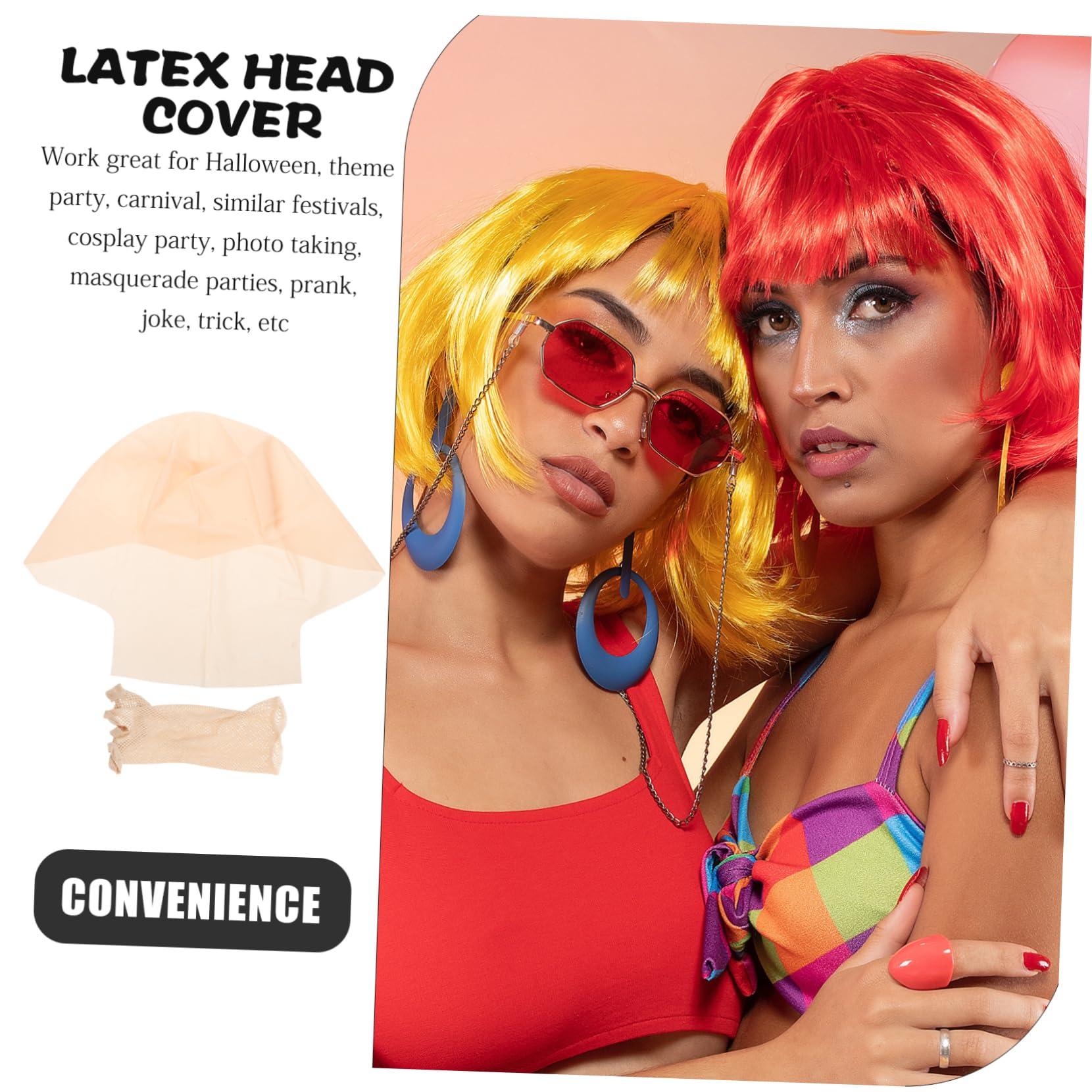 Beavorty 5 Sets Latex Bald Cover Bald Costume Accessory Halloween Costume Accessory Prank Bald Head Cover Wig Bald Head Cover Bald Head Cover Prop Makeup Bald Head Cover Bald Head Cover Toy