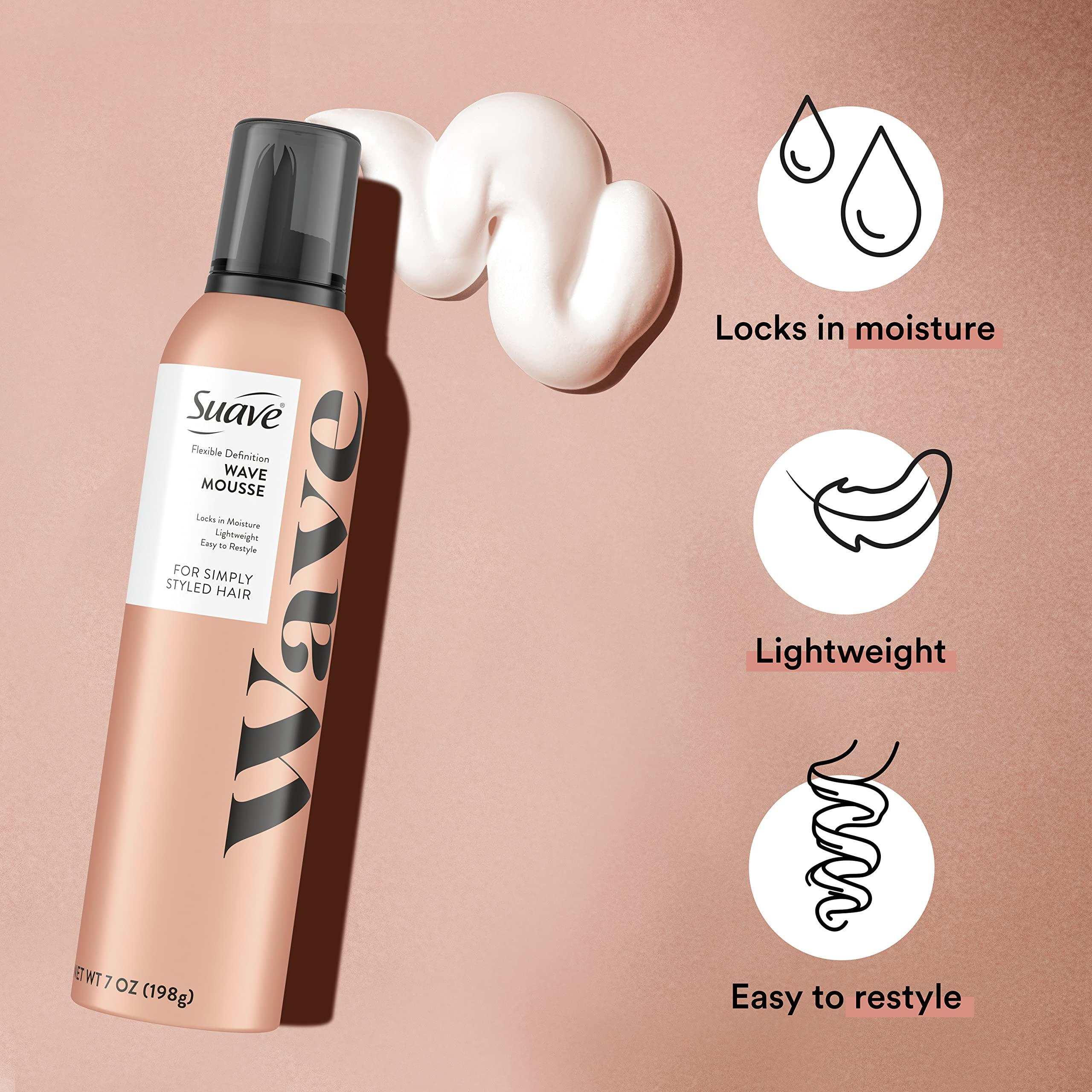 Suave Suave Simply Styled Lightweight Hair Mousse, Wave Mousse Locks in Moisture for Crunch Free Curls 7 oz