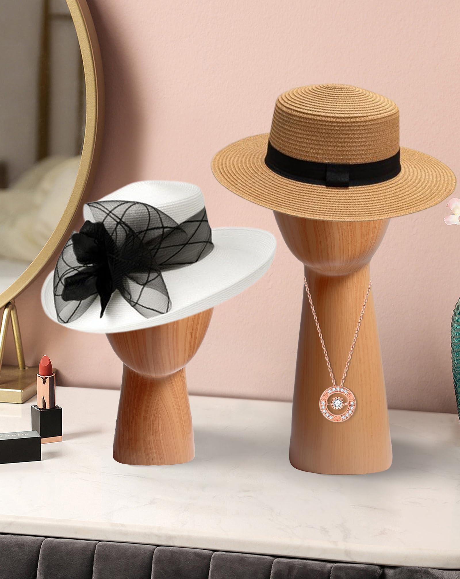 CHADWICK CHADWICK Mannequin Head Block, Hat and Wig Display Stand, Imitation Wooden Wig Head Stand, Abstract Dome Model Head, Manikin Head Hat Holder for Shop, Hair Salon, Home Decor, Durable GFRP Material