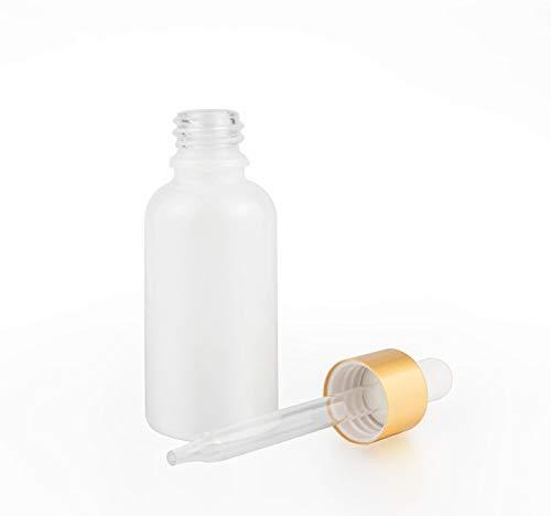 Furnido 2 Pack 100ml/3.4 Oz,White Frosted Glass Dropper Bottle for Essential Oils,Empty Glass Liquid Holder With Glass Eye Dropper,Golden Caps Travel Perfume Cosmetic Container-Pipette&Funnel included