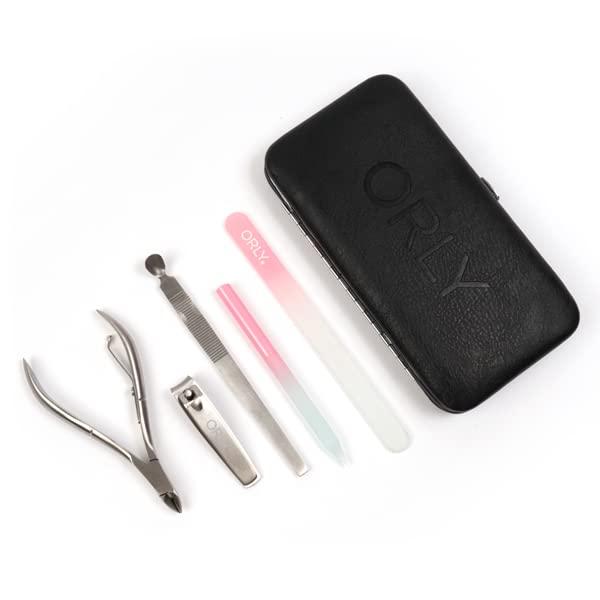 Orly ORLY Magnetic Manicure Kit for manicures and pedicures | Nail tools travel kit with TWO glass nail files, cuticle pusher, nippers, and nail clippers for nail care on-the-go