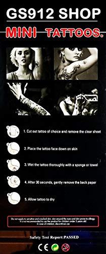 GS912 Temporary Tattoos Mini Tattoos 2 Sheets Sad face Crescent Moon Stabbed Rose Cartoon Tattoos Art Stickers Waterproof Temporary Painting Make up Sexy Body Fake Tattoo for Men Women Teens (13)