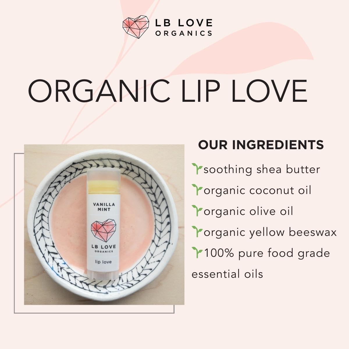 LB Love Organics LB Love Organics Lip Love | Organic Lip Balm | Organic beeswax and Plant Based | Natural Lip Balm (Vanilla Mint)
