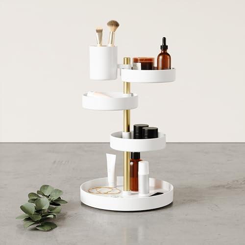 Umbra Umbra Pirouette Cosmetic Organizer, White/Brass