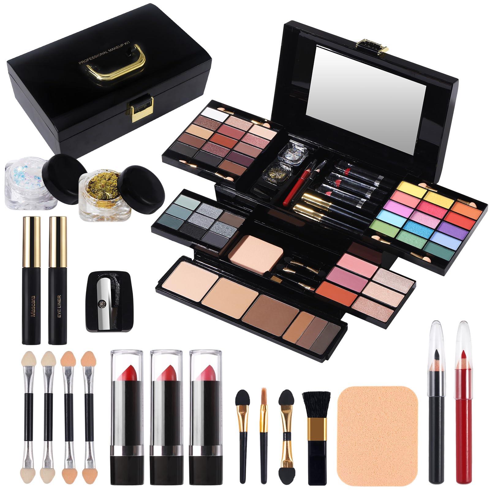 Lufeeyeta Professional Makeup Kit for Women Girls Full Kit with Mirror 58 Colors All in One Make up Gift Set Included Eyeshadow,Compact Powder,Blusher,Lipstick,Eyebrow Pencil,Gitter Gel,Eyeliner,Mascara