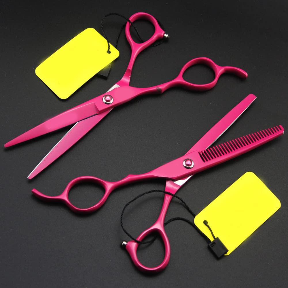 MAYiT Hair Cutting Scissors, 6.0inch Japan left hand 440C rose red Hairdressing Scissors Cutting Shears Custom Scissors Barber Hair Scissors