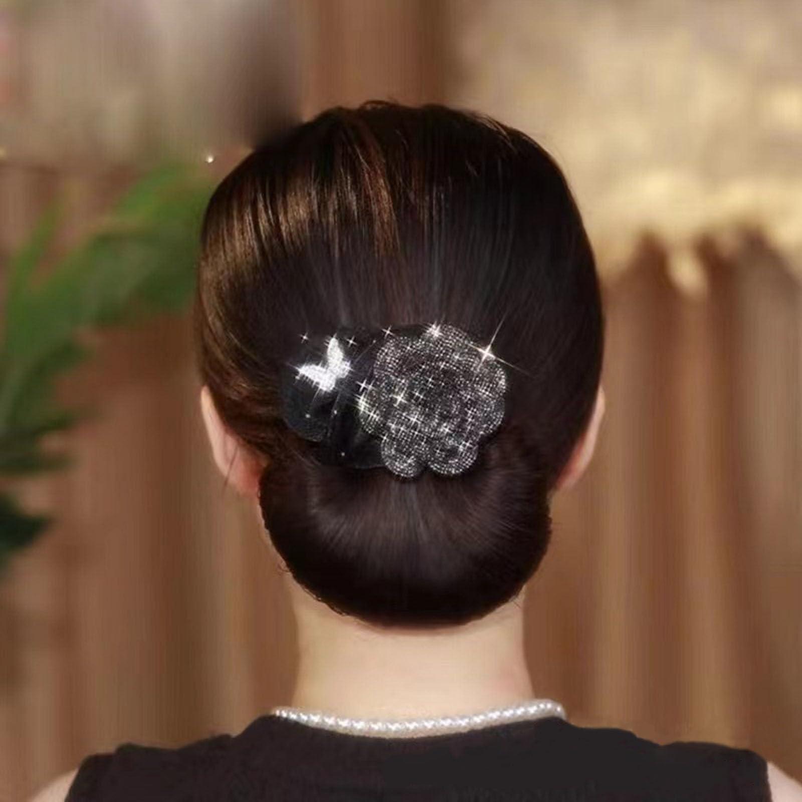 JASUBAI Insstyle Flower Hair Bun Roller, Hand Embroidered Flowers Deft Bun, Lazy Hair Curler Deft bun Maker, Flower Hair Bun Roller Butterfly Hair Bun Maker for Long Thick Hair Accessories (D6)
