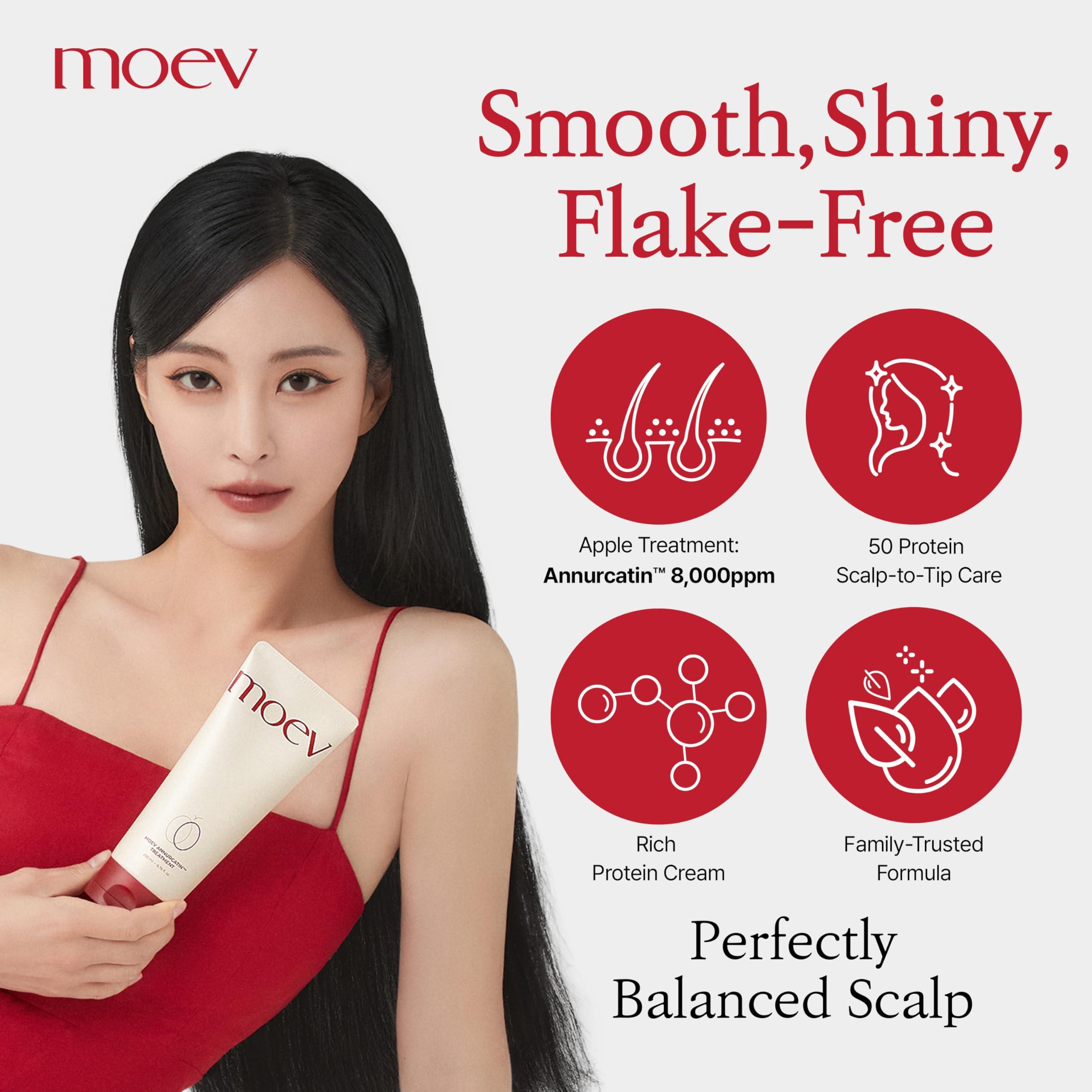 MOEV MOEV ANNURCATIN Shampoo and Conditioner Set for Women, Korean Biotin Hair Growth Volumizing Shampoo, Paraben-Free Natural Apple Wash-Off Hair Mask, Rose Thickening for Damaged Hair