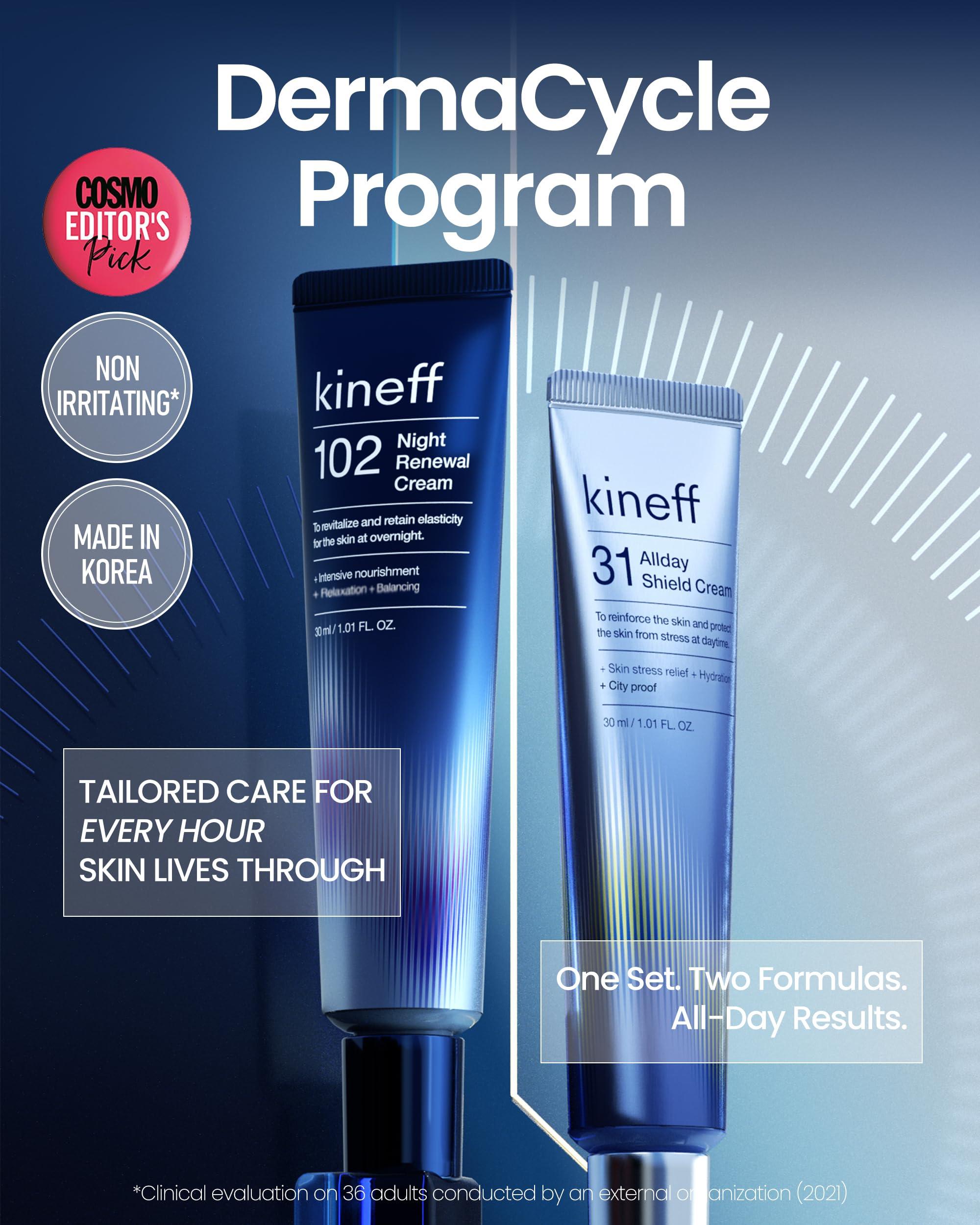 Kineff Kineff Dermacycle Program All-day & Night 2-Pack Cream for Face, 31 All-Day Shield Cream & 102 Night Renewal Cream, Centella Asiatica and Niacinamide, Korean Skincare (New Package)
